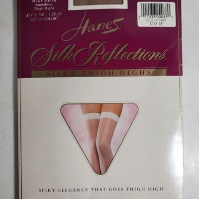 Thigh Highs Hanes Stockings Silk Reflections Sandal Foot Style 720 Size EF